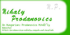 mihaly prodanovics business card